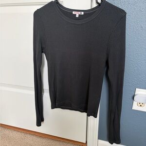 Sundry Ribbed Long Sleeve Top Size 2 Crewneck Slim Fit Made in USA